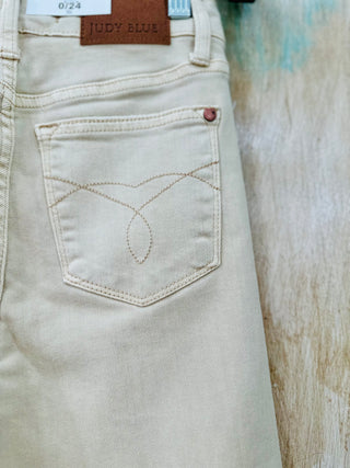 JUDY BLUE HIGH WAISTED GARMENT DYED DESTROY 90'S STRAIGHT IN BONE