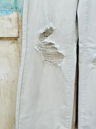 JUDY BLUE HIGH WAISTED GARMENT DYED DESTROY 90'S STRAIGHT IN BONE