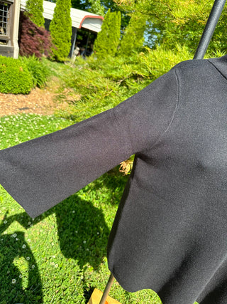 CURVY BLACK MOCK NECK PULL OVER BELL SLEEVE SWEATER Final Sale