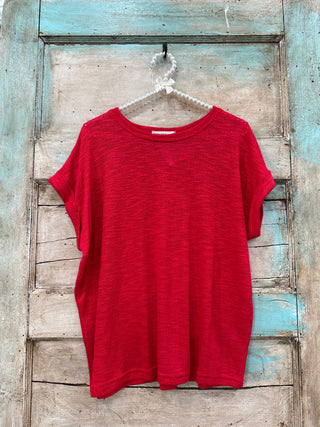 Curvy Ruby Hacci Slub Rolled Up Sleeve Tee FINAL SALE