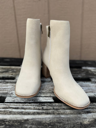 Light Taupe Jennifer Two-tone Semi-square Toe Ankle Boots Final Sale