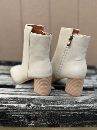 Light Taupe Jennifer Two-tone Semi-square Toe Ankle Boots Final Sale