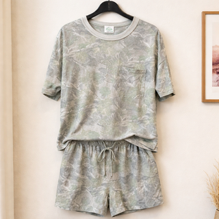 SC Camo Print Casual Knit Top & Shorts Set FINAL SALE