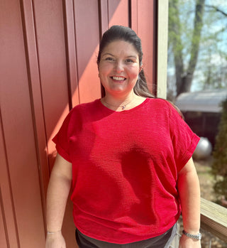 Curvy Ruby Hacci Slub Rolled Up Sleeve Tee FINAL SALE