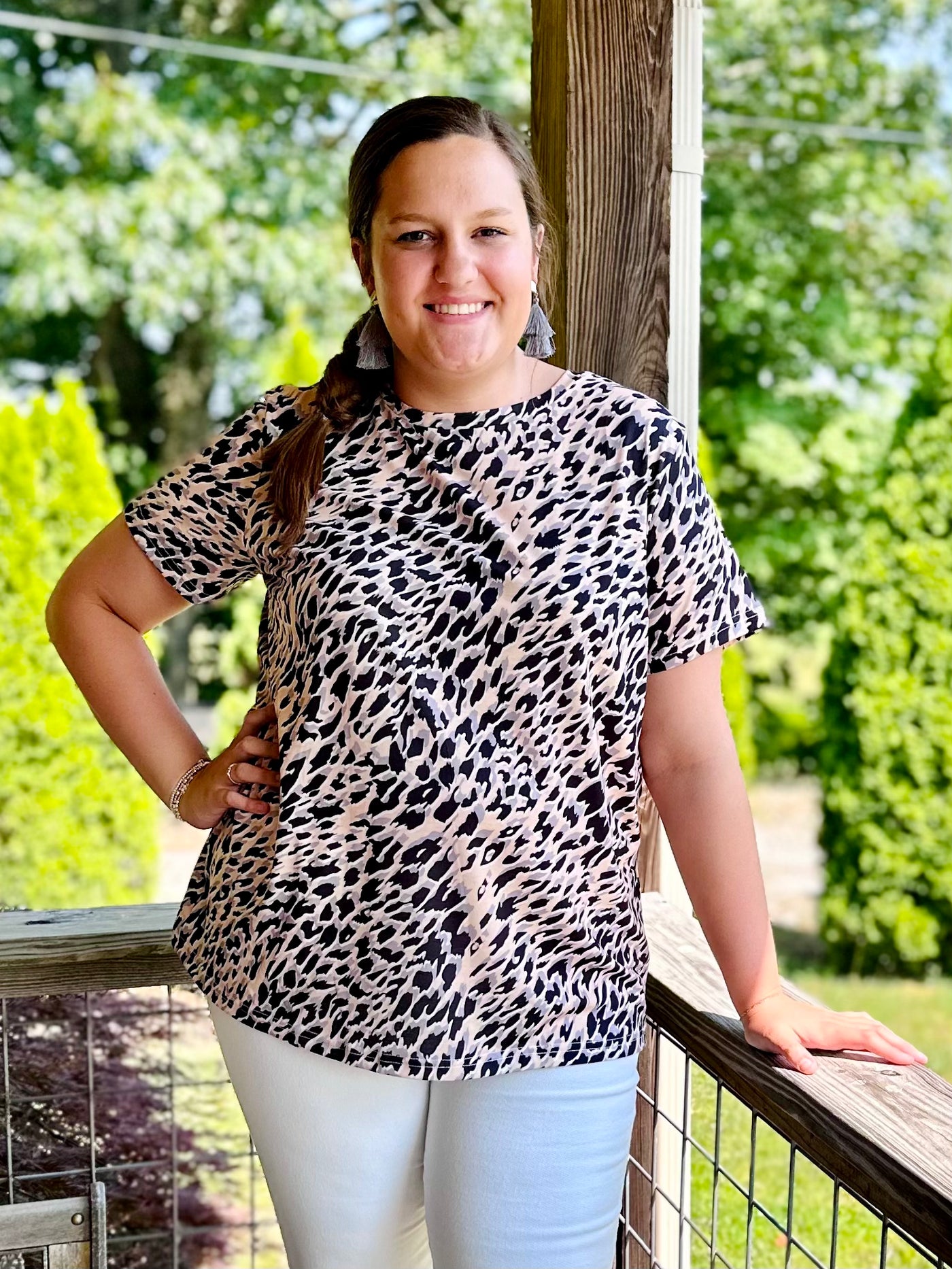 Curvy Leopard Short Sleeve Top