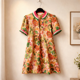 Jacquard Abstract Print Mini Dress w/ Pockets FINAL SALE
