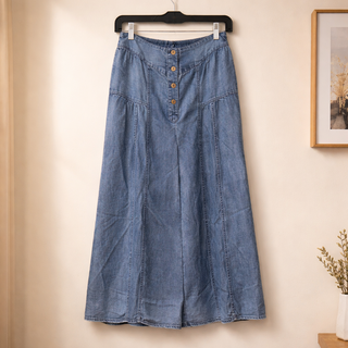Indigo Mineral Washed Chambray Wide Pants