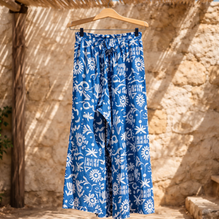SC Blue Printed Wide Leg Long Pants FINAL SALE