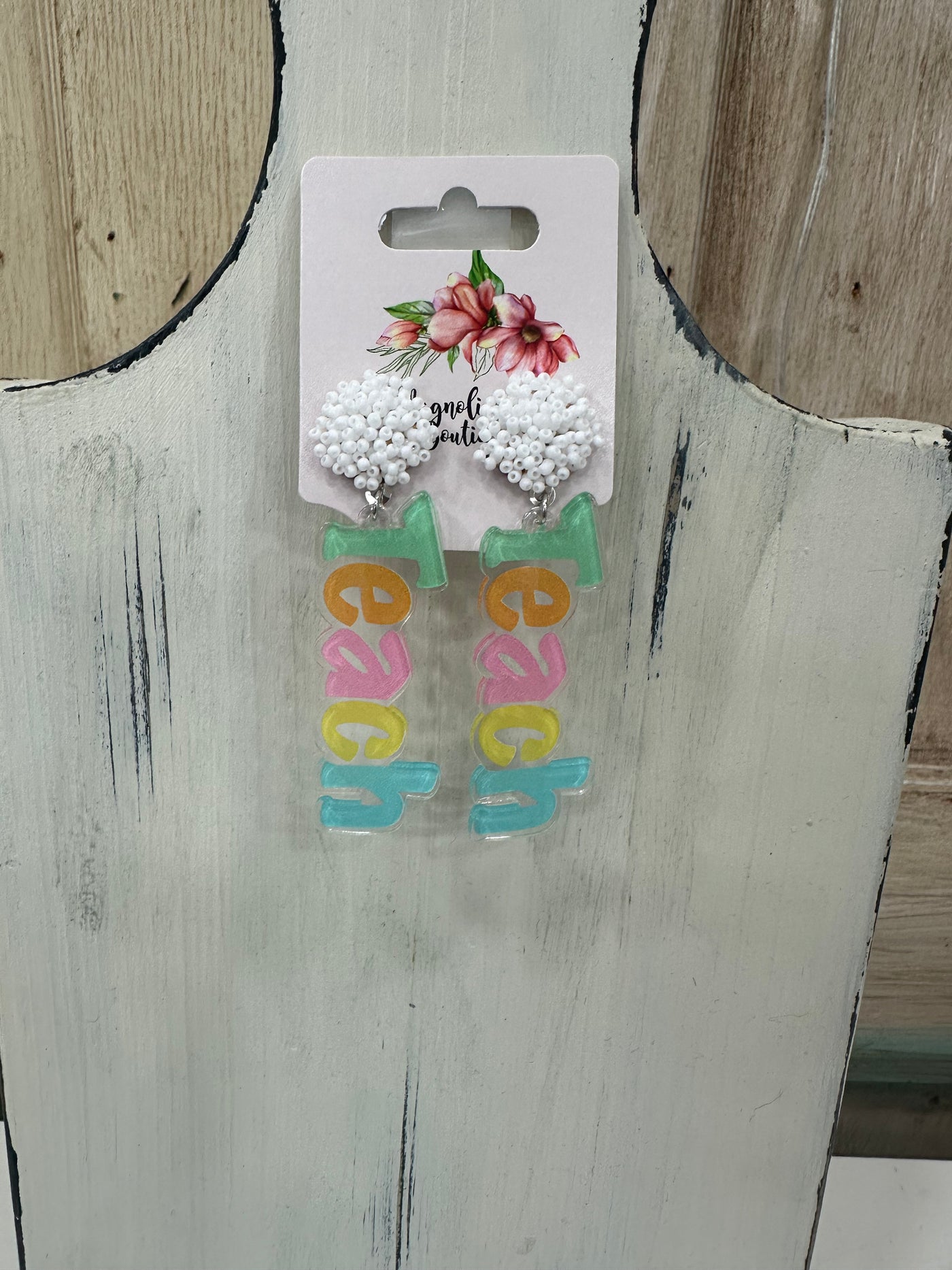 Pastel "TEACH" Earrings