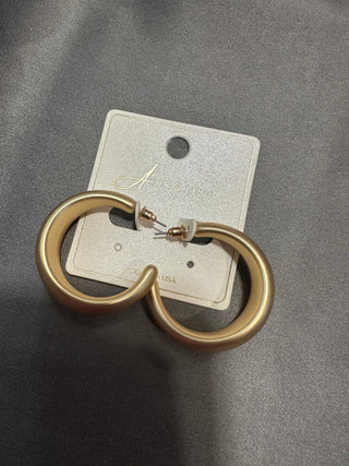 Matte Brushed Gold 1" Hoop Earring