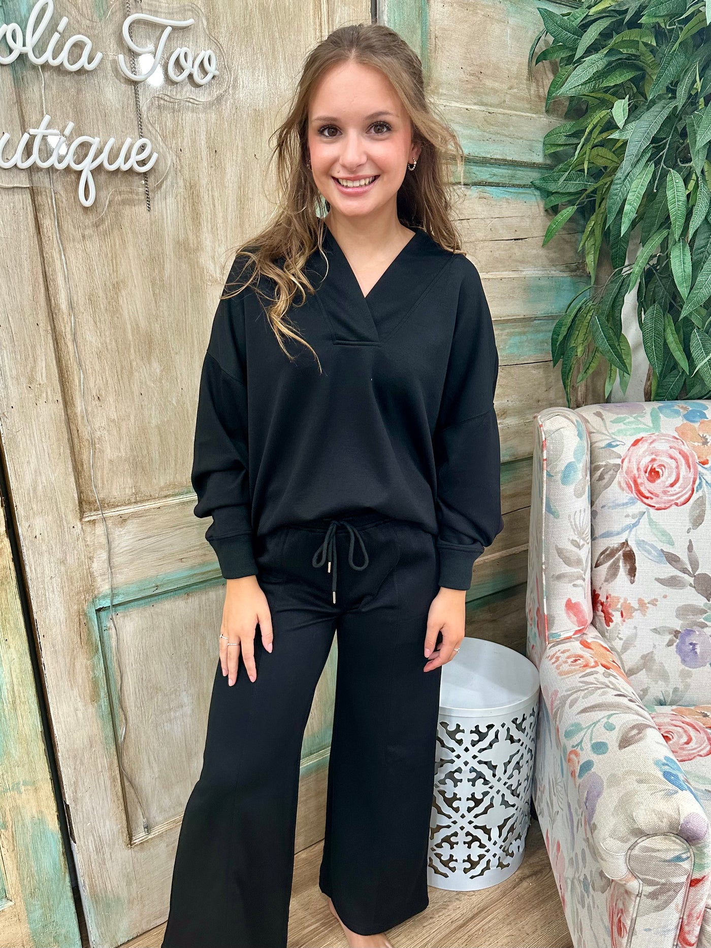 Black Buttery Soft Sweatpant Set