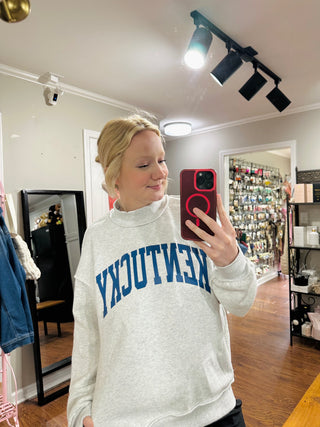 Lt. Grey/White Reversible KY Mockneck Sweatshirt