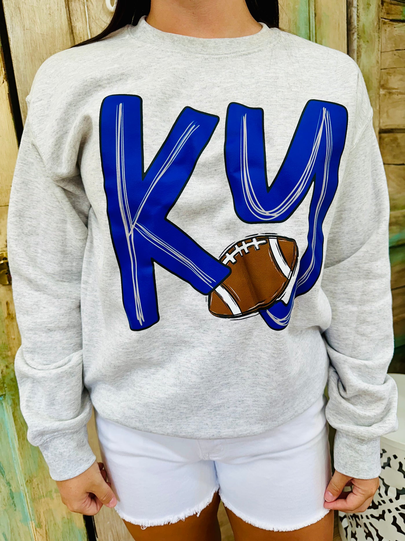 Kentucky Football on Gray Crewneck