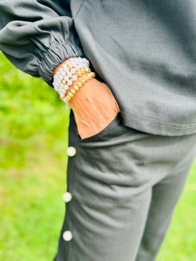 Black Pearl Embellished Pant Suit w/ Pockets