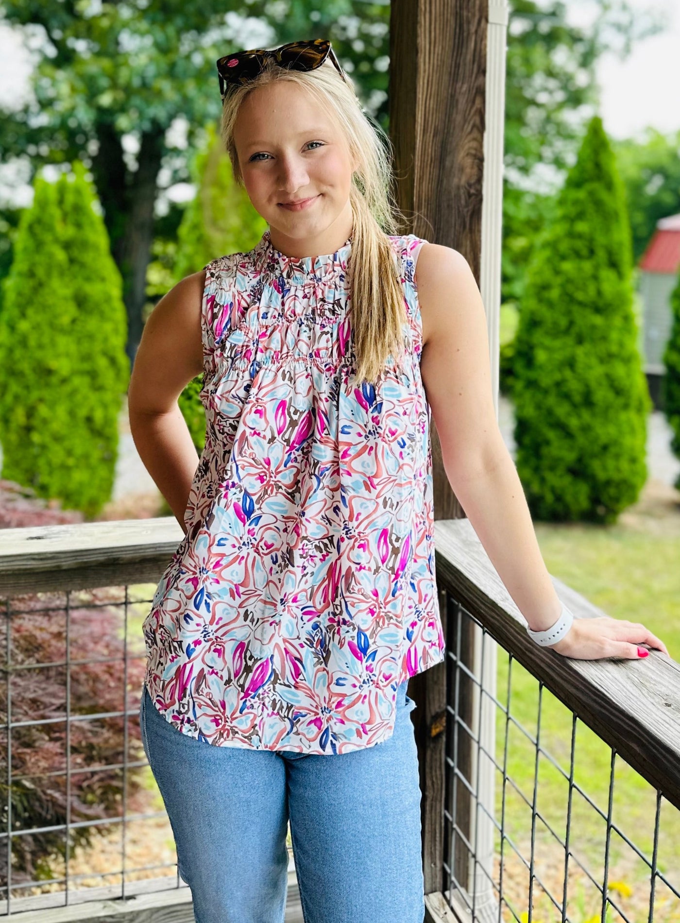 Floral Print Sleeveless Top Final Sale