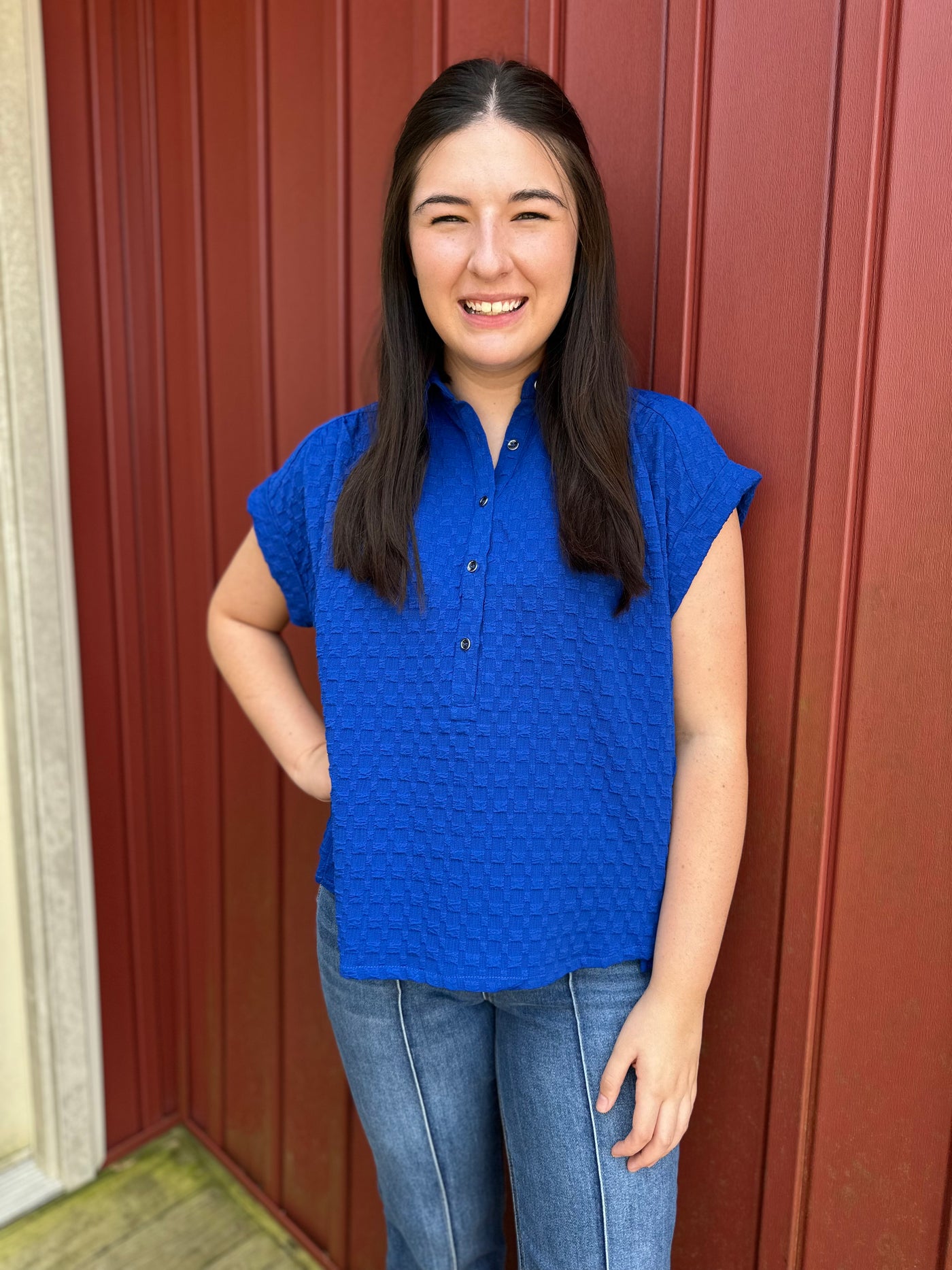 Royal Blue Short Sleeve Top