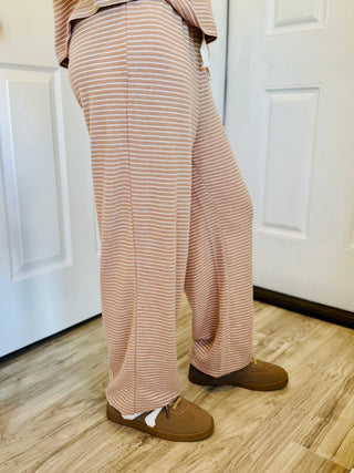SC Dark Taupe/Cream Striped Wide Leg Pant