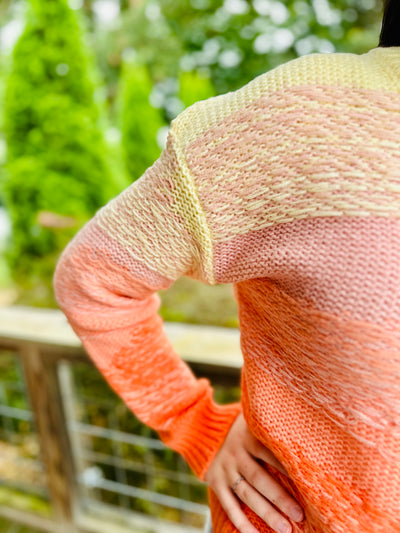 ORANGE OMBRE KNIT V-NECK SWEATER by FATE Final Sale