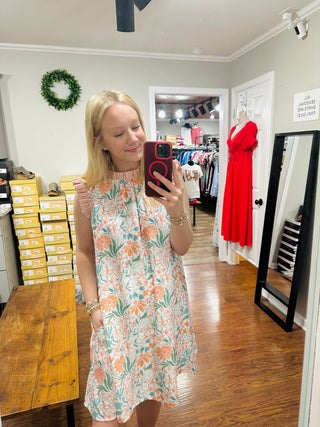 Green Floral Print Babydoll Dress FINAL SALE