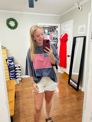 Easel Oversized American Flag Top
