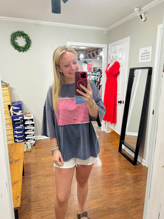 Easel Oversized American Flag Top