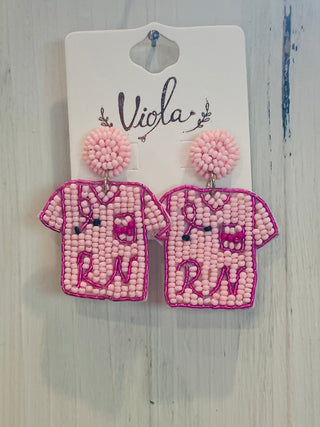 Registered Nurse Scrub Seed Beaded Earrings (4 colors)