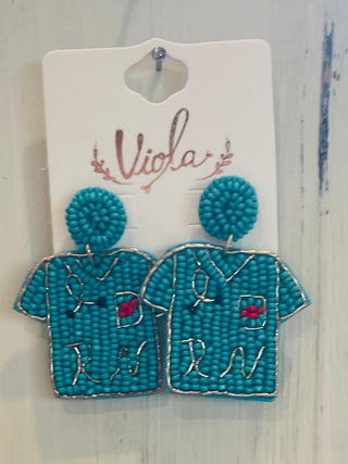 Registered Nurse Scrub Seed Beaded Earrings (4 colors)