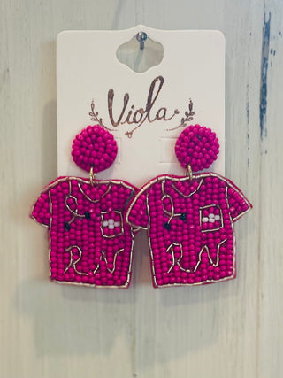 Registered Nurse Scrub Seed Beaded Earrings (4 colors)