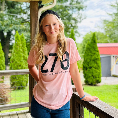 "270 There's No Place Like Home" Tee in Heather Peach