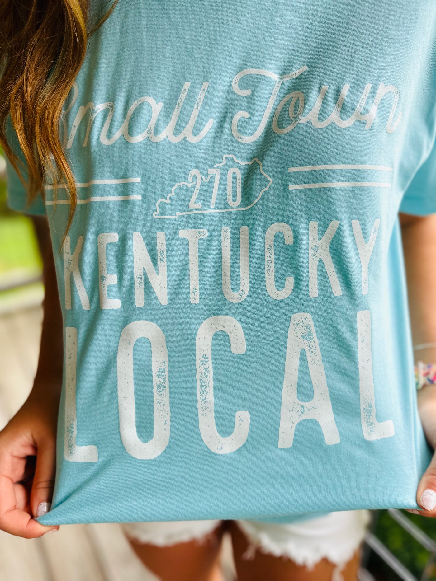 "Small Town 270 KY Local" Tee in Purist Blue