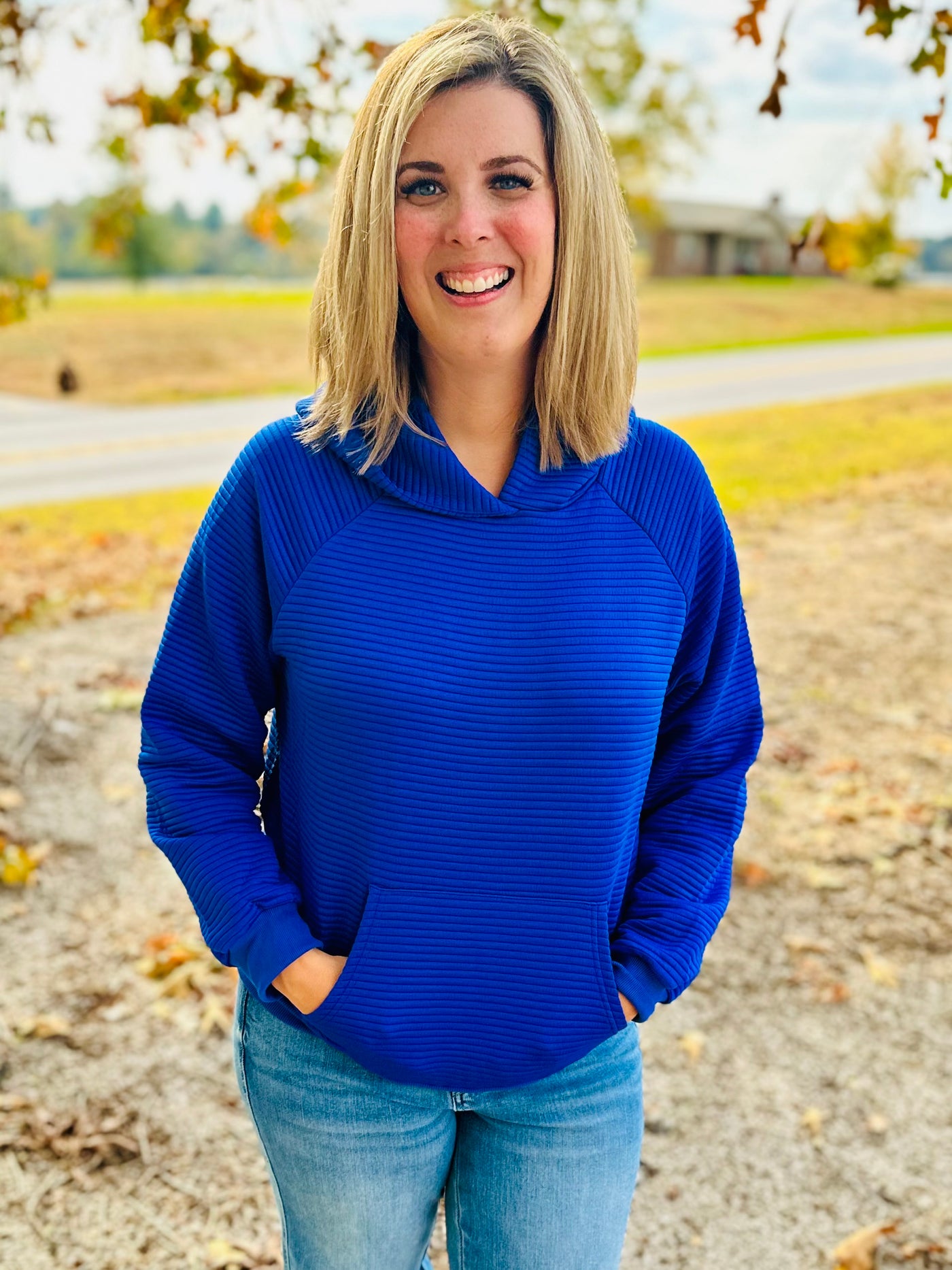 Royal Blue Kangaroo Pocket Long Sleeve Hoodie