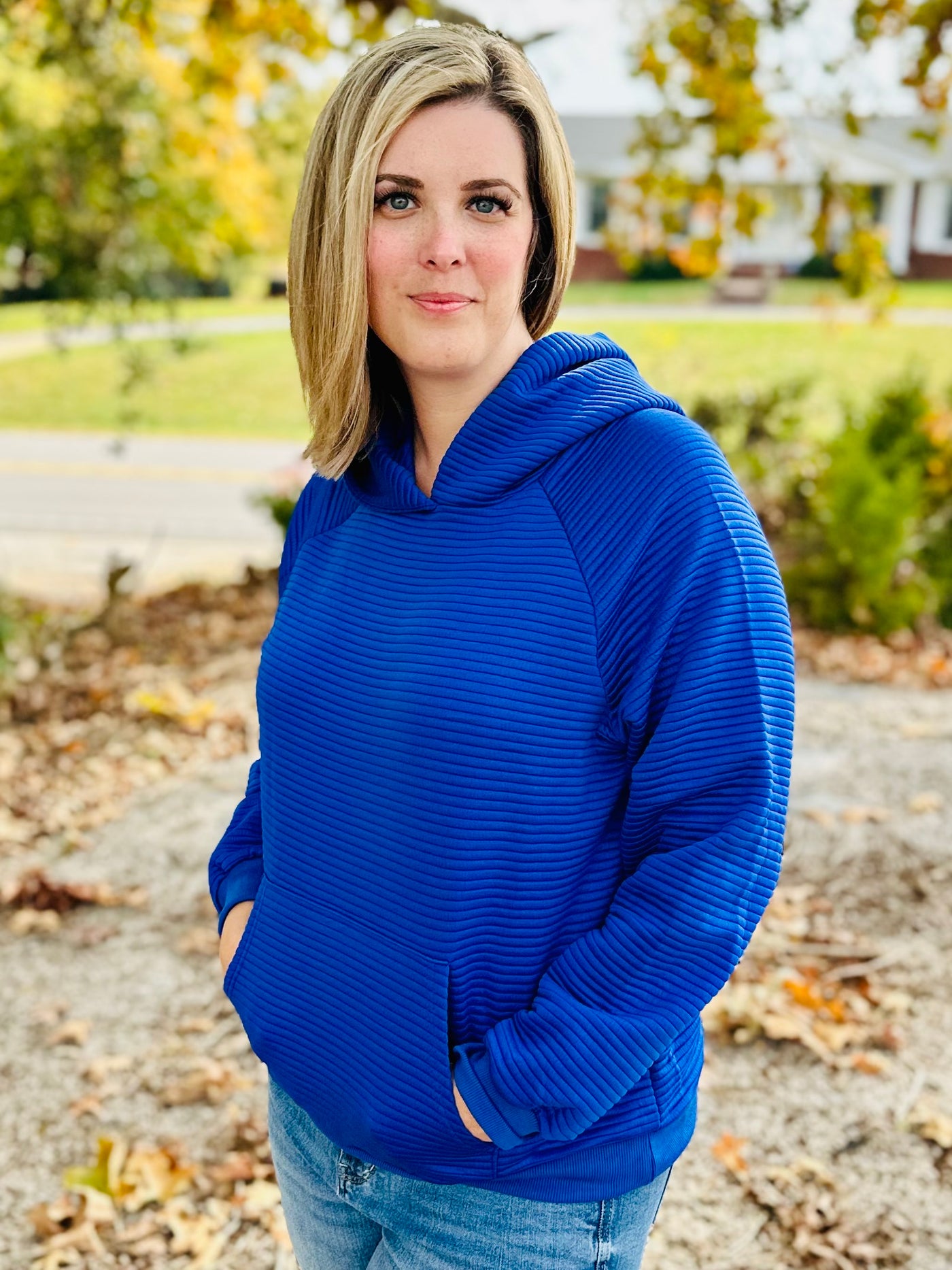 Royal Blue Kangaroo Pocket Long Sleeve Hoodie