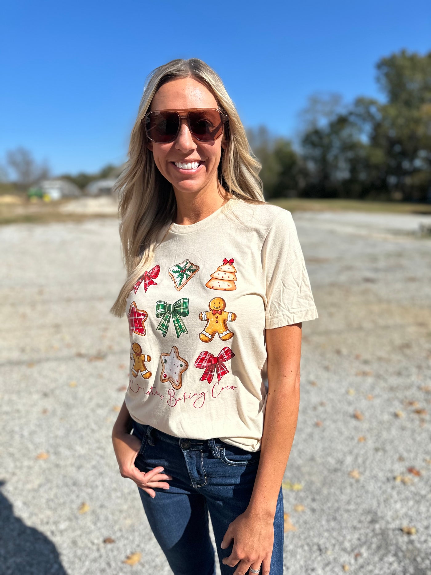 "Christmas Baking Crew" Tee on Cream