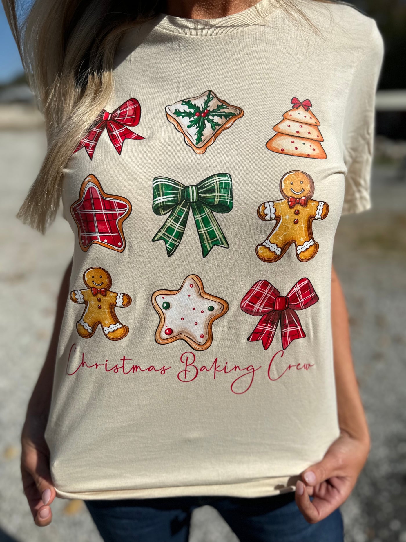 "Christmas Baking Crew" Tee on Cream