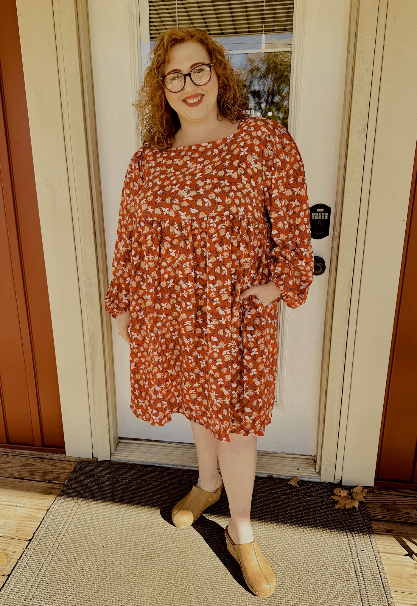 Curvy Floral Round Neck Dress