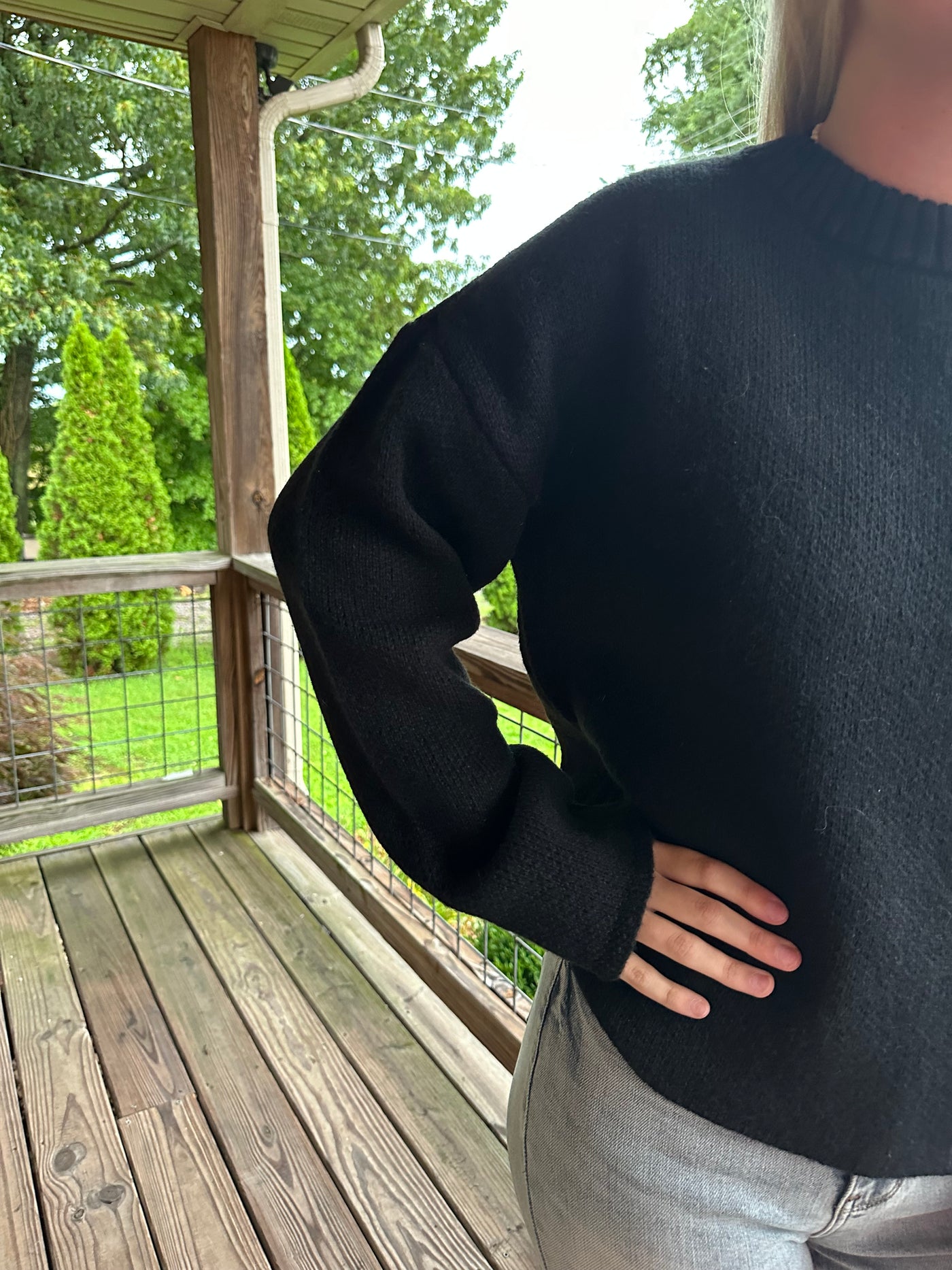 Black Oversized Solid Casual Sweater Top Final Sale