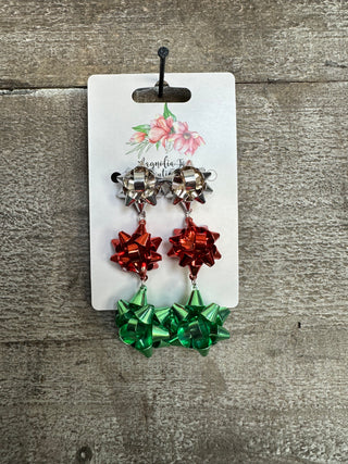 Christmas Bow Dangle Earrings