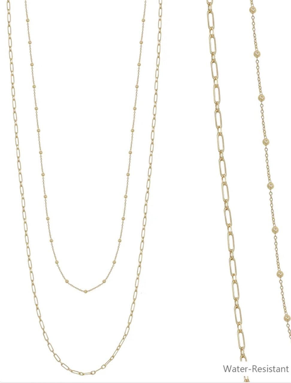 Water Resistant Two Layered Gold Beaded Necklace Set