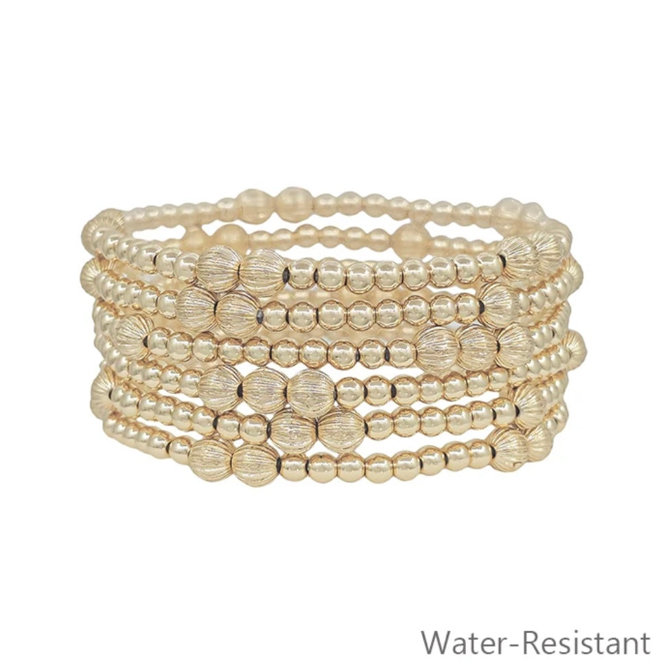 Water Resistant Beaded Textured Stretch Bracelets