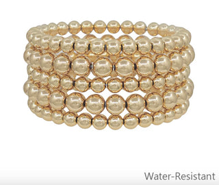 Water Resistant Gold Beaded Bracelet Set