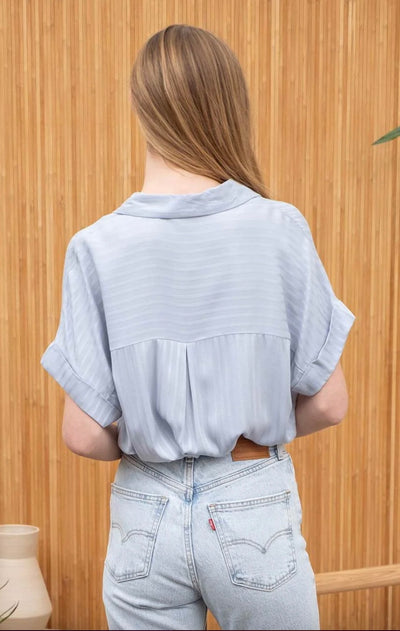 Striped Short Sleeve Woven Top (2 Colors)