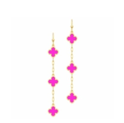 Gold Chain Epoxy Clover Earrings (5 Colors)