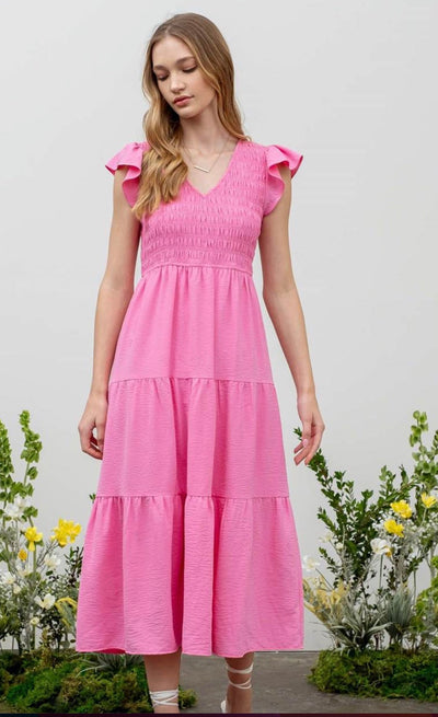 Curvy Flutter Sleeve Midi Dress (3 Colors)