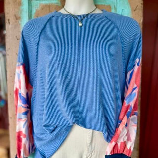 CURVY OVERSIZED MINERAL WASHED RIB KNIT TOP Final Sale