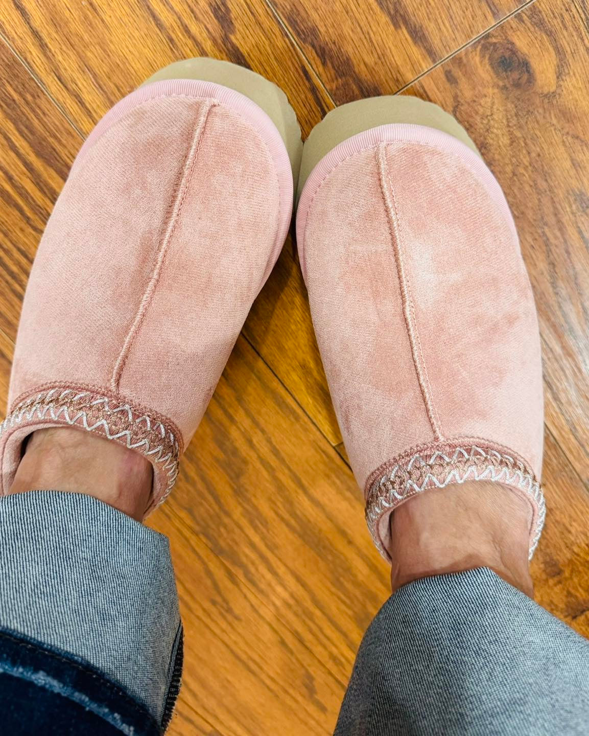 Corkys "Pillow Talk" Blush Faux Suede Slip-Ons