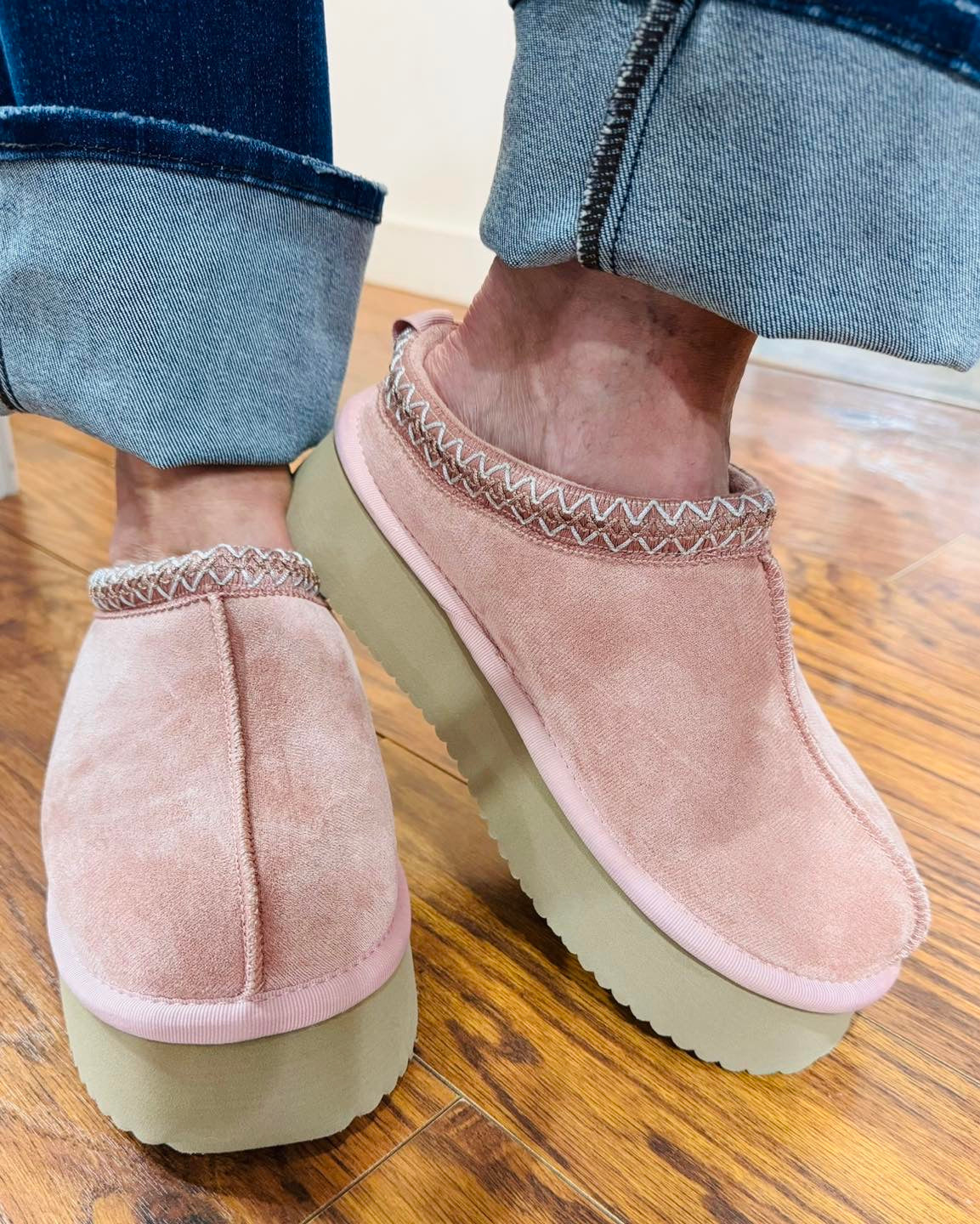 Corkys "Pillow Talk" Blush Faux Suede Slip-Ons