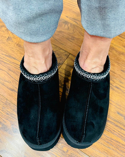 Corkys "Pillow Talk" Black Faux Suede Slip-Ons