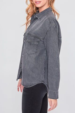 LONG SLEEVE DENIM OVERSIZED SHACKET BY YMI