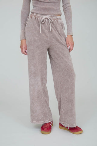 SC COCOA WASHED WIDE LEG DRAWSTRING LOUNGE PANTS