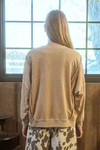 CAMEL ROUTE 66 LONG SLEEVE KNIT TOP Final Sale